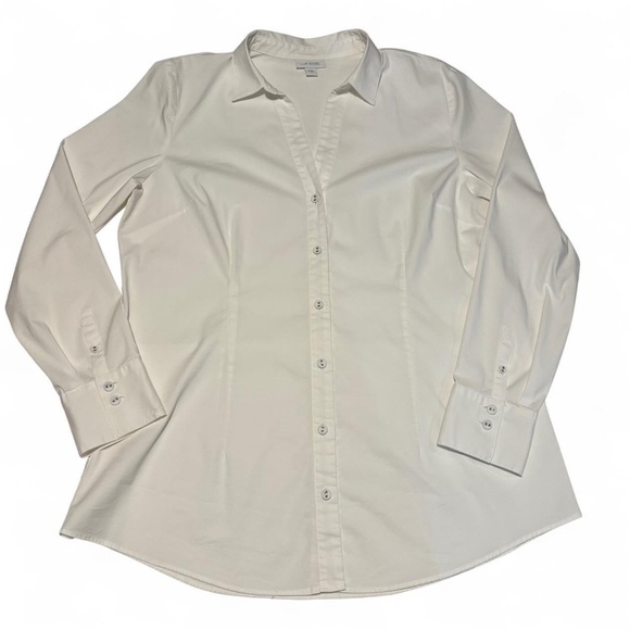 J.Jill White Shirt Collection Button Blouse Sz M Stretch Cotton Long Sleeve - Picture 3 of 6